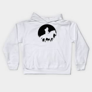 Bigfoot Riding A Horse Silhouette Kids Hoodie